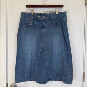 Roxy Womens Classic Blue Denim A-Line Midi Skirt Sz 11 Surf Summer Beach Y2K VTG